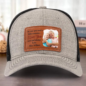 Photo personnalisée « Je t'aime maintenant et toujours » - Chapeau en cuir personnalisé pour couple - Cadeau pour mari et femme, anniversaire