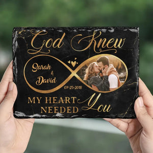 Photo personnalisée « Dieu savait que mon cœur avait besoin de toi » - Pierre rectangulaire personnalisée avec support pour couple - Cadeau pour mari et femme, anniversaire