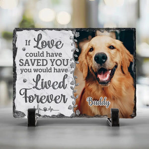 Photo personnalisée « Un battement de cœur à mes pieds » – Pierre commémorative rectangulaire personnalisée avec support – Cadeau de condoléances pour les propriétaires et les amoureux des animaux