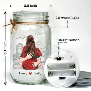 Votre premier baiser ou votre premier amour - Lampe personnalisée en pot Mason pour couple - Cadeau pour couple, mari et femme, anniversaire