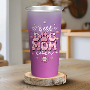 Meilleure maman de chien au monde - Tasse personnalisée en aluminium à changement de couleur - Cadeau pour propriétaires et amoureux des animaux