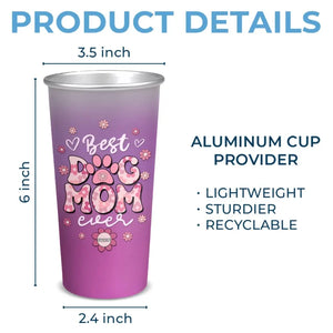 Meilleure maman de chien au monde - Tasse personnalisée en aluminium à changement de couleur - Cadeau pour propriétaires et amoureux des animaux