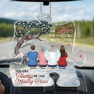 Notre amour éternel pour toi - Ornement de voiture personnalisé commémoratif - Forme personnalisée en acrylique - Cadeau de condoléances pour les membres de la famille