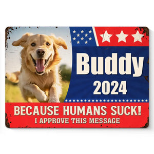 Photo personnalisée « Paws At The Polls » - Plaque en métal personnalisée pour chien et chat - Cadeau de pendaison de crémaillère pour propriétaires et amoureux des animaux