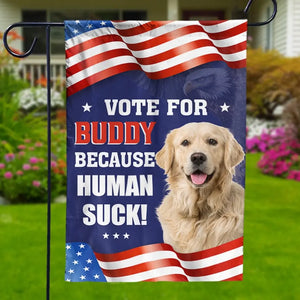 Photo personnalisée : nous sommes tous d'accord sur l'importance du vote - Drapeau personnalisé pour chien - Cadeau pour les propriétaires et les amoureux des animaux