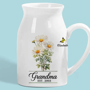 Grand-mère plante des graines d'amour qui fleurissent pour toujours - Vase à fleurs personnalisé pour la décoration intérieure - Cadeau de pendaison de crémaillère pour maman et grand-mère