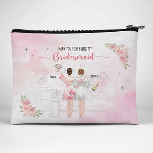 Merci d'être ma demoiselle d'honneur - Trousse de maquillage personnalisée Bestie - Cadeau de mariage, cadeau de demoiselle d'honneur pour meilleures amies, BFF, sœurs