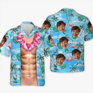 Photo personnalisée « La mer m'appelle et je dois y aller » - T-shirt hawaïen tropical unisexe personnalisé pour la famille - Cadeau de vacances d'été, cadeau pour les membres de la famille