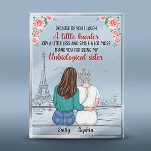 Merci d'être ma sœur - Plaque rectangulaire en acrylique personnalisée pour meilleure amie - Cadeau pour meilleures amies, meilleures amies, sœurs