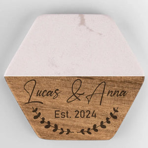 Je t'aime aujourd'hui, demain, pour toujours - Dessous de verre en bois de marbre personnalisé pour couple - Cadeau pour mari et femme, anniversaire