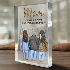 Maman est ce qui nous unit – Plaque rectangulaire personnalisée en acrylique pour famille – Cadeau pour maman et fille