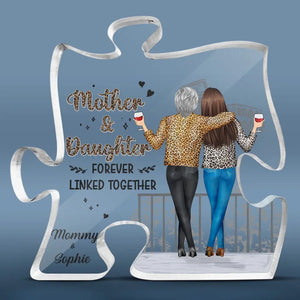 Je suis né de l'amour, l'amour est ma mère - Plaque acrylique personnalisée en forme de puzzle familial - Cadeau pour maman, fille
