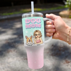 Tout ce que je sais, je l'ai appris des chiens - Gobelet personnalisé en acier inoxydable de 1 134 ml avec poignée - Cadeau pour les propriétaires et les amoureux des animaux