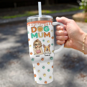 Mon bonheur a quatre pattes - Gobelet personnalisé en acier inoxydable avec poignée, effet gonflé 3D, imprimé, 40 oz - Cadeau pour propriétaires et amoureux des animaux