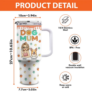 Mon bonheur a quatre pattes - Gobelet personnalisé en acier inoxydable avec poignée, effet gonflé 3D, imprimé, 40 oz - Cadeau pour propriétaires et amoureux des animaux