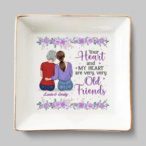 Cœurs anciens, amis éternels - Plat à bijoux personnalisé pour meilleure amie - Cadeau pour meilleures amies, meilleures amies, sœurs