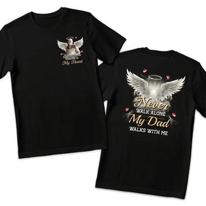 T-shirt unisexe personnalisé avec photo « Ne marchez jamais seul » - Cadeau de condoléances pour les membres de la famille