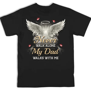 T-shirt unisexe personnalisé avec photo « Ne marchez jamais seul » - Cadeau de condoléances pour les membres de la famille