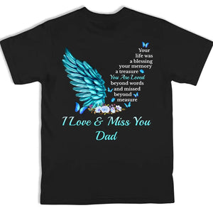 Photo personnalisée Votre vie était une bénédiction, votre souvenir un trésor - T-shirt unisexe personnalisé imprimé dos et devant - Cadeau de condoléances pour les membres de la famille