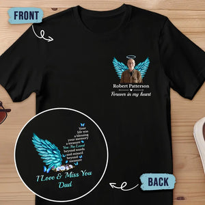 Photo personnalisée Votre vie était une bénédiction, votre souvenir un trésor - T-shirt unisexe personnalisé imprimé dos et devant - Cadeau de condoléances pour les membres de la famille
