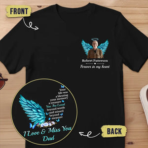 Photo personnalisée Votre vie était une bénédiction, votre souvenir un trésor - T-shirt unisexe personnalisé imprimé dos et devant - Cadeau de condoléances pour les membres de la famille