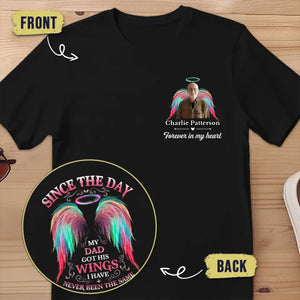 T-shirt unisexe personnalisé avec photo « Je suis là, dans ton cœur » - Cadeau de condoléances pour les membres de la famille