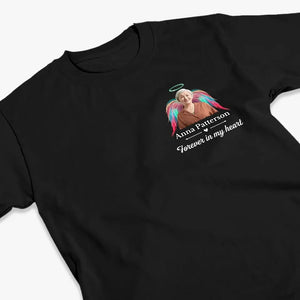 T-shirt unisexe personnalisé avec photo « Je suis là, dans ton cœur » - Cadeau de condoléances pour les membres de la famille