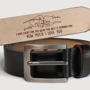Cela vous rappelle combien je t'aime - Ceinture en cuir gravée personnalisée pour la famille - Fête des pères, cadeau pour papa, grand-père