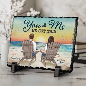 Juste nous, les chiots et les joies simples de la vie - Pierre rectangulaire personnalisée avec support pour chien - Cadeau pour couples, propriétaires d'animaux et amoureux des animaux