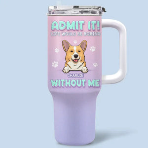 Les amitiés authentiques durent toute une vie ! Gobelet personnalisé en acier inoxydable de 1 134 ml avec poignée pour chien et chat ! Cadeau idéal pour les propriétaires et les amoureux des animaux.