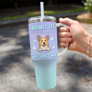 Les amitiés authentiques durent toute une vie ! Gobelet personnalisé en acier inoxydable de 1 134 ml avec poignée pour chien et chat ! Cadeau idéal pour les propriétaires et les amoureux des animaux.