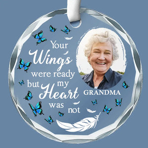Photo personnalisée « Je t'aime pour toujours » - Ornement en verre rond personnalisé commémoratif - Cadeau de condoléances pour les membres de la famille