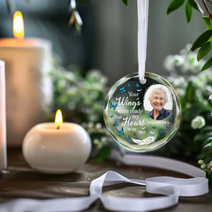 Photo personnalisée « Je t'aime pour toujours » - Ornement en verre rond personnalisé commémoratif - Cadeau de condoléances pour les membres de la famille