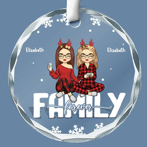 Famille pour toujours - Ornement en verre personnalisé en forme de cercle - Cadeau pour les membres de la famille