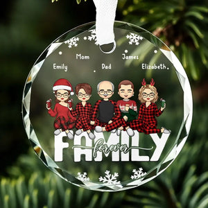 Famille pour toujours - Ornement en verre personnalisé en forme de cercle - Cadeau pour les membres de la famille
