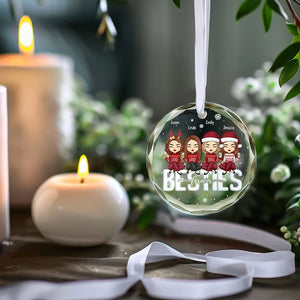 Besties Forever - Décoration en verre personnalisée en forme de cercle - Cadeau de Noël pour les meilleures amies, les meilleures amies et les sœurs