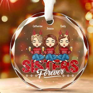 Câlins de vacances à ma meilleure amie - Ornement en verre personnalisé en forme de cercle - Cadeau de Noël pour meilleures amies, meilleures amies, sœurs