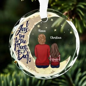Je t'aime jusqu'à la lune et retour - Décoration en verre personnalisée en forme de cercle pour la famille - Cadeau pour maman, grand-mère
