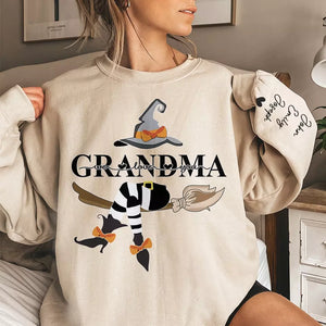 Toutes les sorcières ne vivent pas à Salem ! Sweat-shirt unisexe personnalisé avec motif sur la manche. Cadeau d'Halloween pour maman et grand-mère.