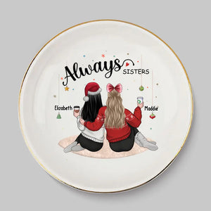 Les vrais amis sont comme des diamants - Plat à bijoux personnalisé Bestie - Cadeau de Noël pour meilleures amies, meilleures amies, sœurs