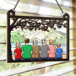 La famille est l'un des chefs-d'œuvre de la nature - Attrape-soleil personnalisé pour fenêtre - Cadeau pour les membres de la famille
