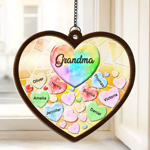 Nous vous avons dans nos cœurs - Attrape-soleil personnalisé à suspendre à la fenêtre - Cadeau pour maman, grand-mère