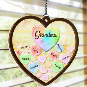 Nous vous avons dans nos cœurs - Attrape-soleil personnalisé à suspendre à la fenêtre - Cadeau pour maman, grand-mère