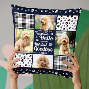 Photo personnalisée « Tu es toujours mon préféré » Bonjour - Coussin personnalisé commémoratif personnalisé - Cadeau de condoléances pour les propriétaires d'animaux et les amoureux des animaux