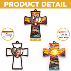 Photo personnalisée « Dieu vous garde » – Attrape-soleil personnalisé à suspendre à une fenêtre – Cadeau de condoléances pour les membres de la famille