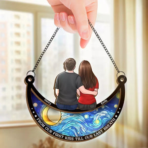 Je t'aime jusqu'à la lune et retour - Attrape-soleil personnalisé pour fenêtre - Cadeau pour mari et femme, anniversaire