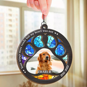 Photo personnalisée « Difficile de vous dire au revoir » - Ornement attrape-soleil personnalisé à suspendre à une fenêtre - Cadeau de condoléances pour les propriétaires et les amoureux des animaux