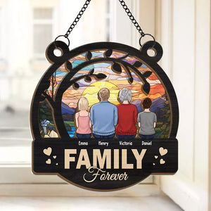 La maison est là où réside le cœur - Attrape-soleil personnalisé à suspendre à la fenêtre - Cadeau pour les membres de la famille