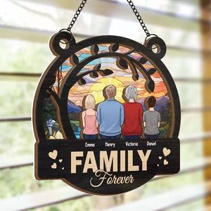 La maison est là où réside le cœur - Attrape-soleil personnalisé à suspendre à la fenêtre - Cadeau pour les membres de la famille