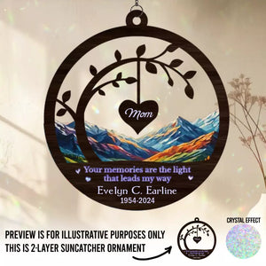 Vos souvenirs sont la lumière qui me guide - Attrape-soleil personnalisé à suspendre à une fenêtre - Cadeau de condoléances pour les membres de la famille